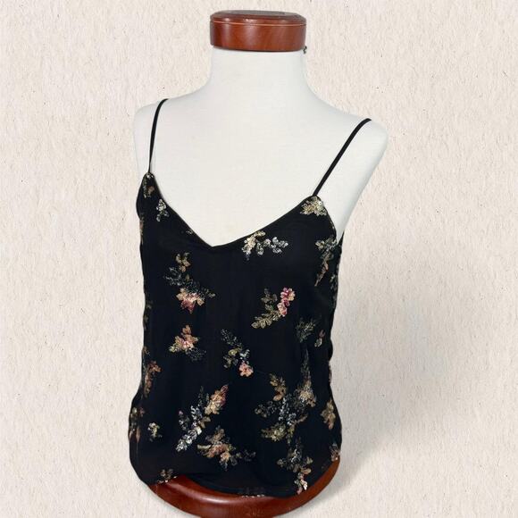 Banana‎ Republic black sequin floral cami top - Size XS - fairycore whimsygoth - Picture 3 of 8